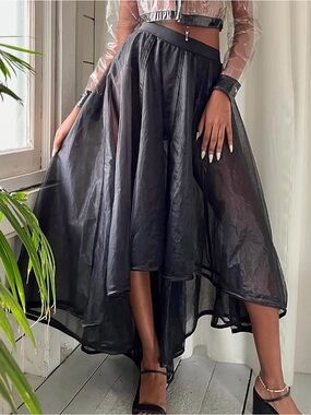Catherine Coatney Black High Low Mesh Tulle Skirt
